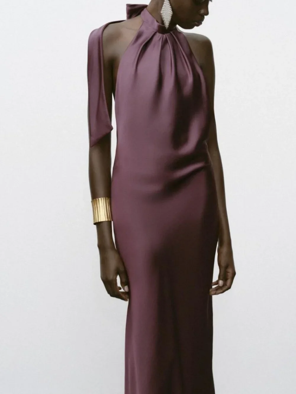 Zara Open Back Satin Midi Dress | Deep Burgundy | NWT | Size M